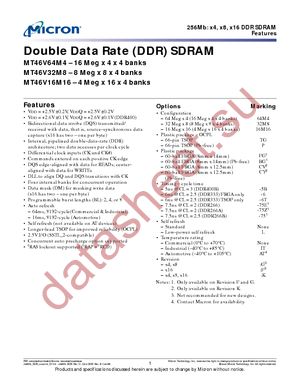 MT46V16M16CY-5B:K TR datasheet  